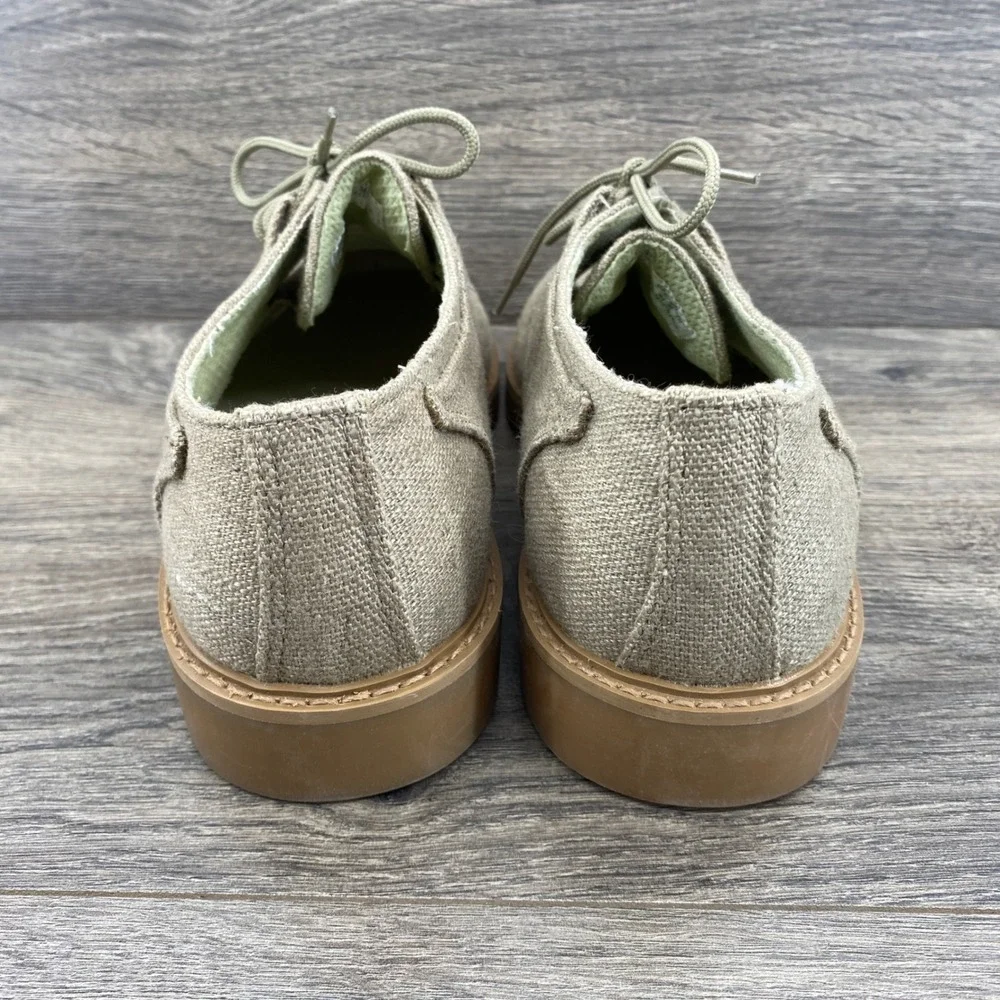 Canvas Derby Shoes Mens 8.5 Oatmeal Beige Lace Up Low Top Gum Sole